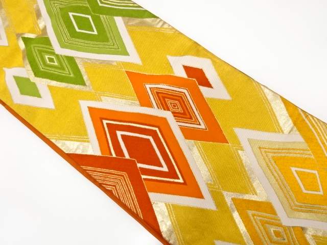 JAPANESE KIMONO / ANTIQUE FUKURO OBI / SILK / WOVEN RHOMBUS